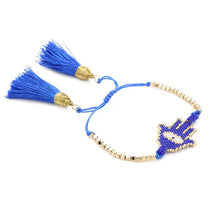 Hamsa Eye Gold Beaded Tassel bracelet - BARUCH Style