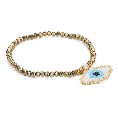 Oval Evil Eye Drop Beaded Bracelet - BARUCH Style