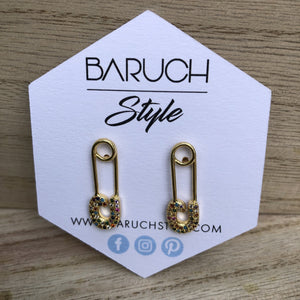 Multicolor Rhinestone Pin Earrings - BARUCH Style