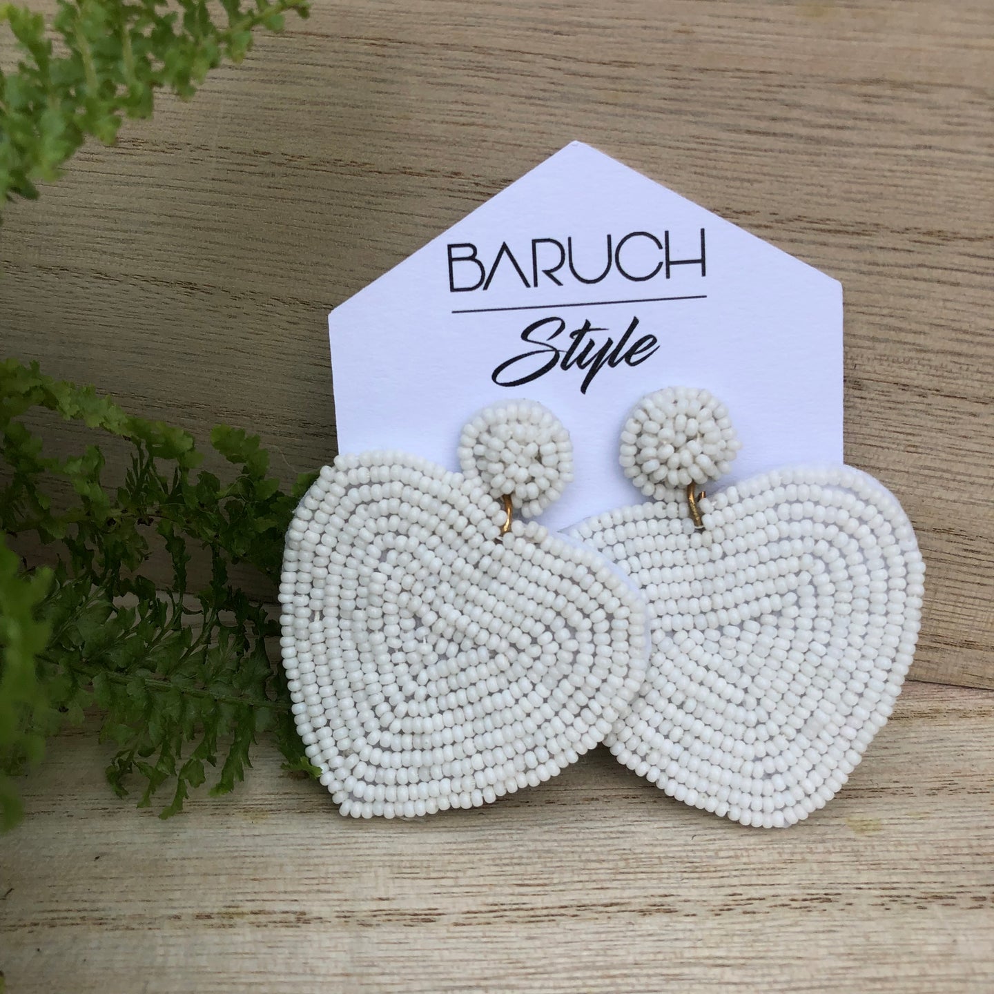 Beaded Heart Shaped Earrings - BARUCH Style